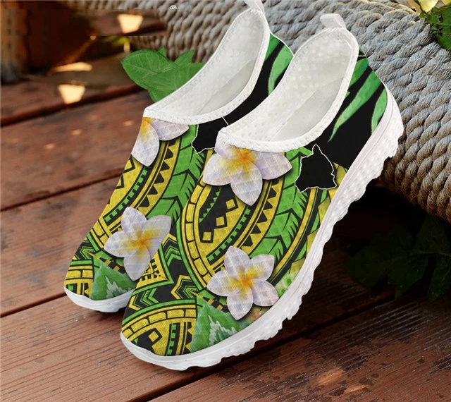 

Promotional Polynesian Hawaii Samoa Plumeria Print women Shoes Casual Custom Sneakers Mesh Running Shoes women Sneakers, Customized color