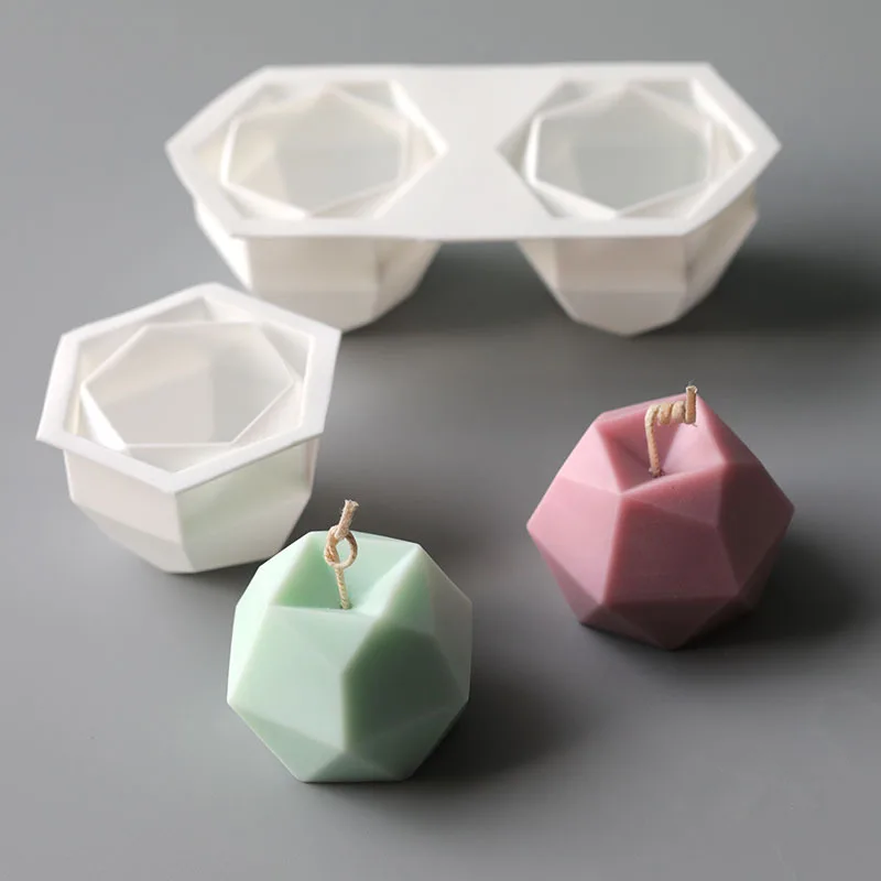 

Rhombus Ball Candle Mold Shape Creative Geometric Silicone Mold for Candle Making, As the picture