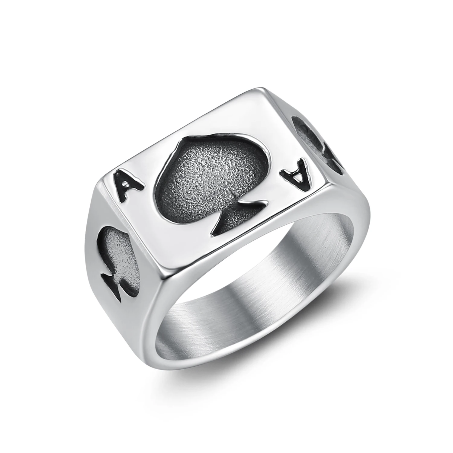 

custom 316 stainless steel jewelry poker minimal rings man silver ginger rings, Anti silver