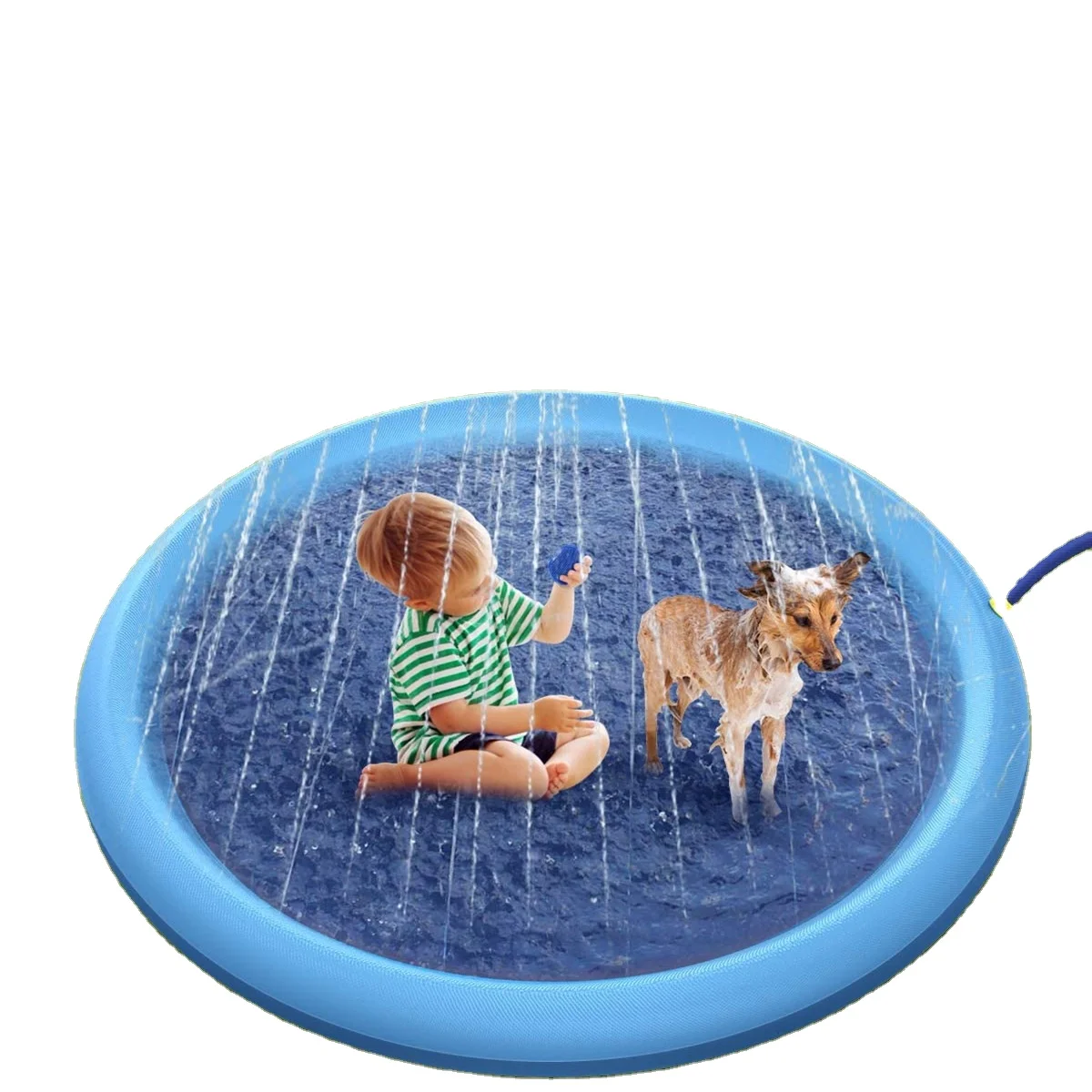 

Pet supplies Sprinkler Pad inflatable dog swimming poll Outdoor Spray dog pool, Blue