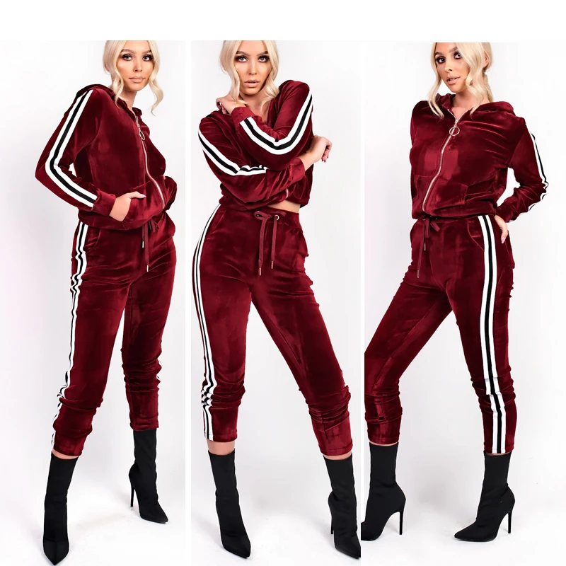 

Women Two Piece Tracksuit Sweat Suit Sets Velvet Two Piece Tracksuit Women