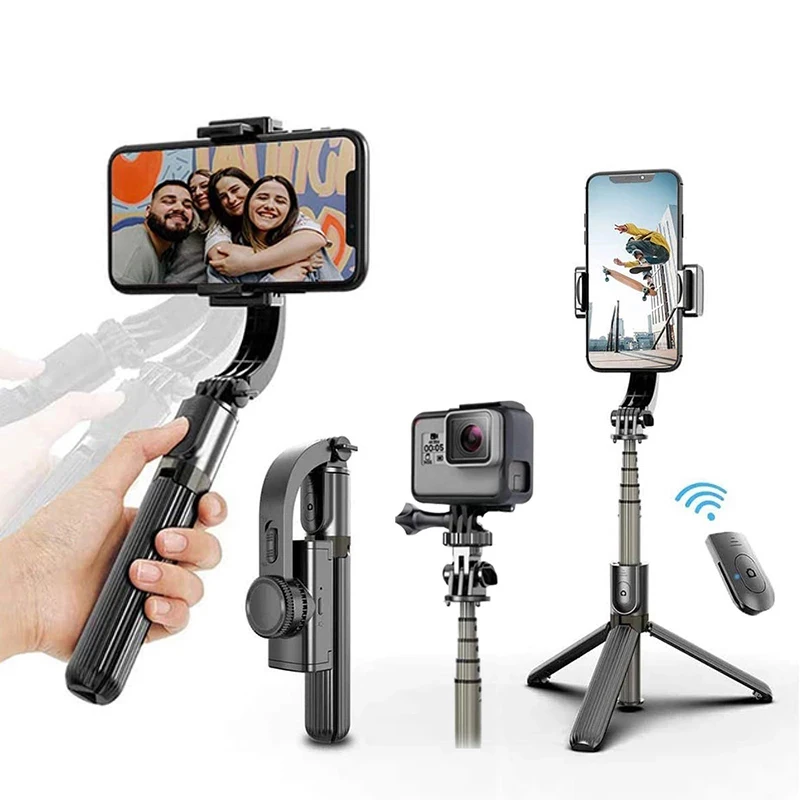 

Vlog Video Selfie Stick Tripod Camera 360 Rotation Anti-Shake Mobile Phone Handheld Camera Gimbal Stabilizer, Black white