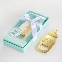 

Wedding Favors or Baby Shower Gifts Elegant Blue Box Gold Poppin' Bottles Design Baby Bottle Opener