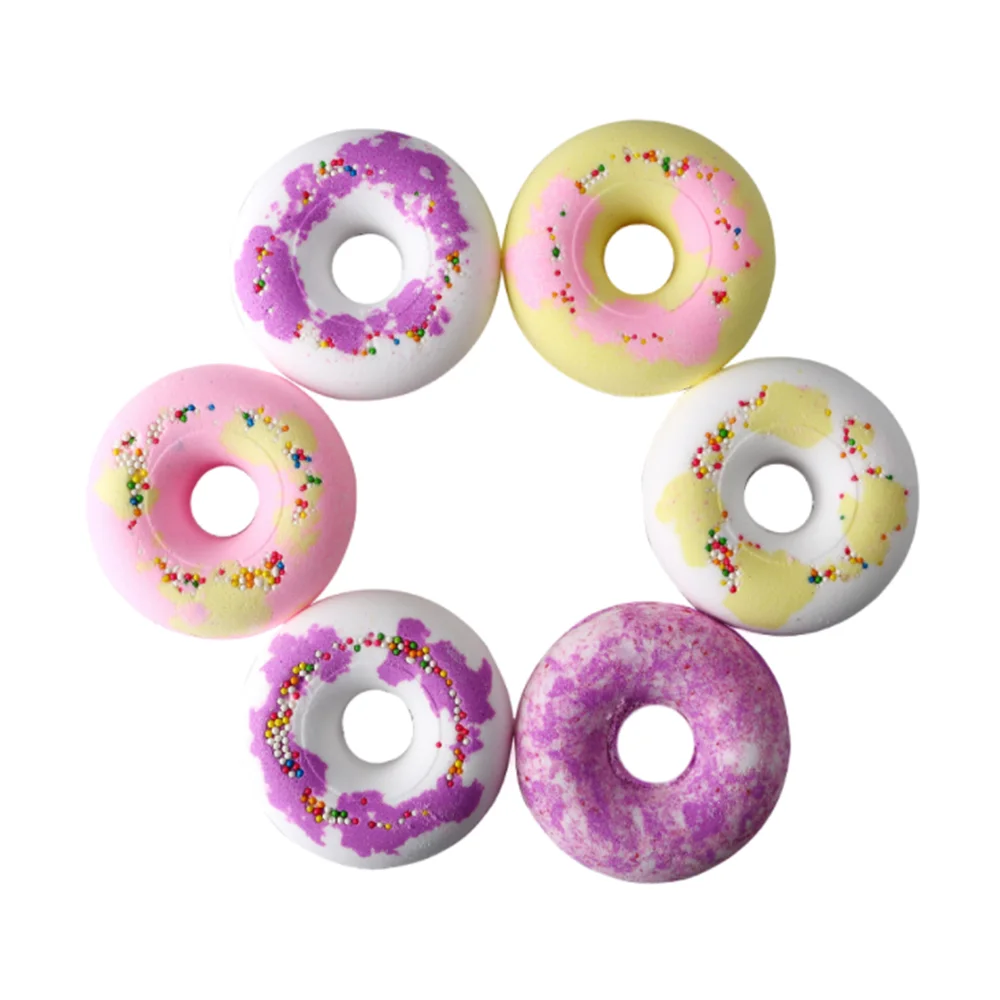 

Private label colorful candy smell donut shape fragrance bath fizzy olive mineral salt bath bombs, White/pink/yellow or customized