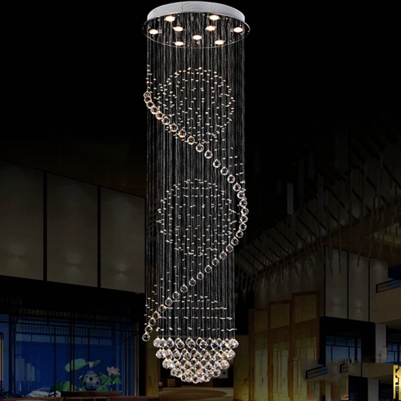 luxury hotel decorative large crystal pendant hanging lamp stair light chandelier