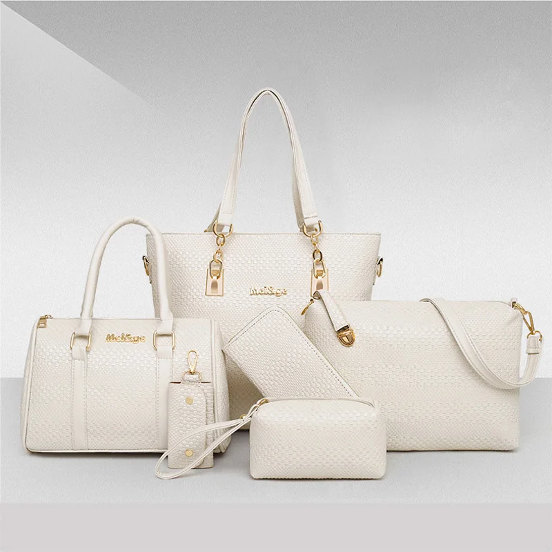 

wholesale fashion 6 piece set PU leather ladies large handbag bag