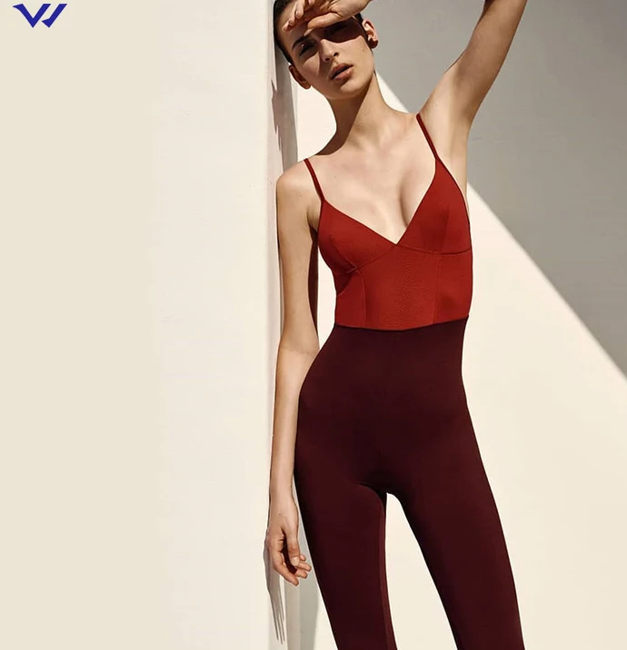 

LOW MOQ Deep V Neckline Yoga Wear One Piece Stretchy Yoga Jumpsuit, Picture ,or as your requirment.