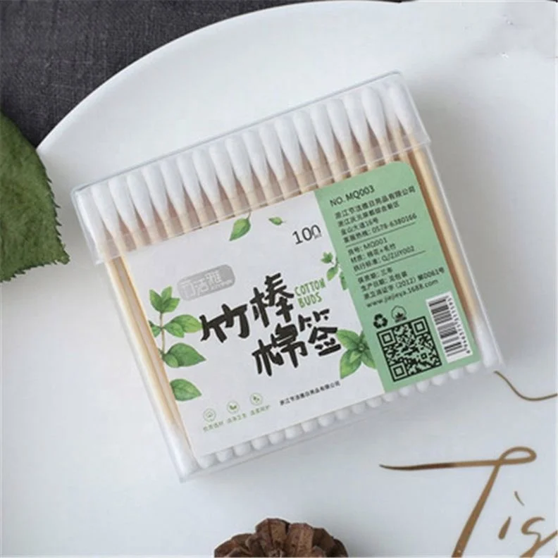 

Plastics Box Soft Bamboo Cotton Swabs Voogue, White