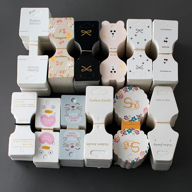

Cheap custom LOGO craft paper die cut fashion necklace earrings jewelry hanging tag