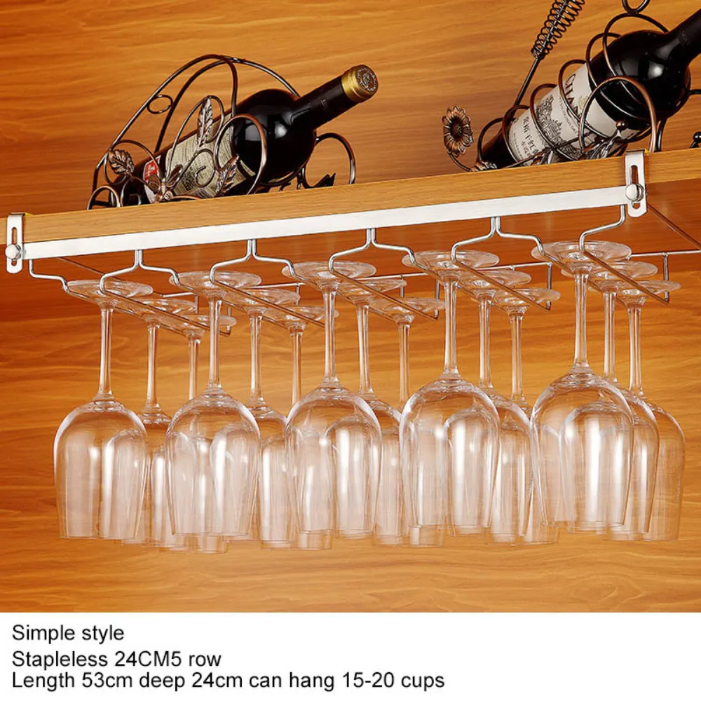 3 Rows/4 Rows Stainless Steel Wine Glass Rack Household Simple&luxury