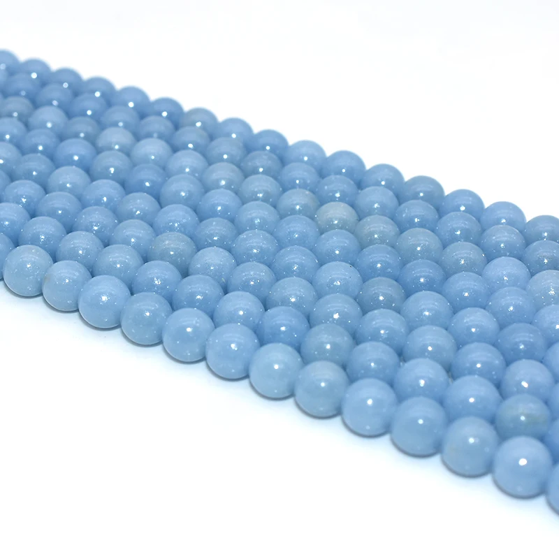 Factory Wholesale 4/6/8/10mm Natural Blue Angelite Loose Gem Stone Beads