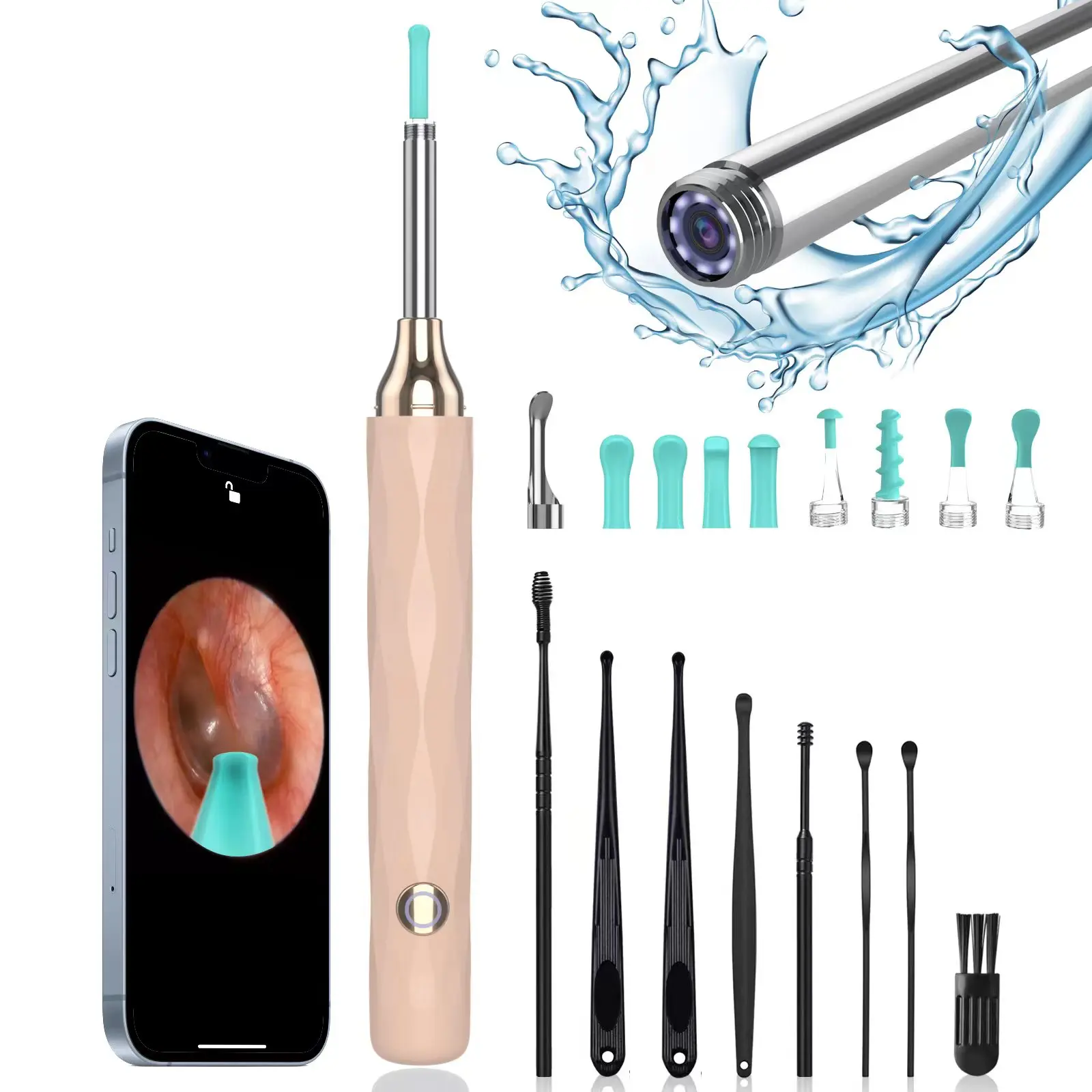 

2023 Factory OEM ODM Ear Removal Spoon Led Lights Wireless Otoscope Visual Electric Ear Wax Cleaner Kit