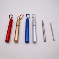 

Amazon Top Seller Portable Retractable Telescopic Stainless Steel Collapsible Custom Drinking Straw With Aluminum Alloy Case