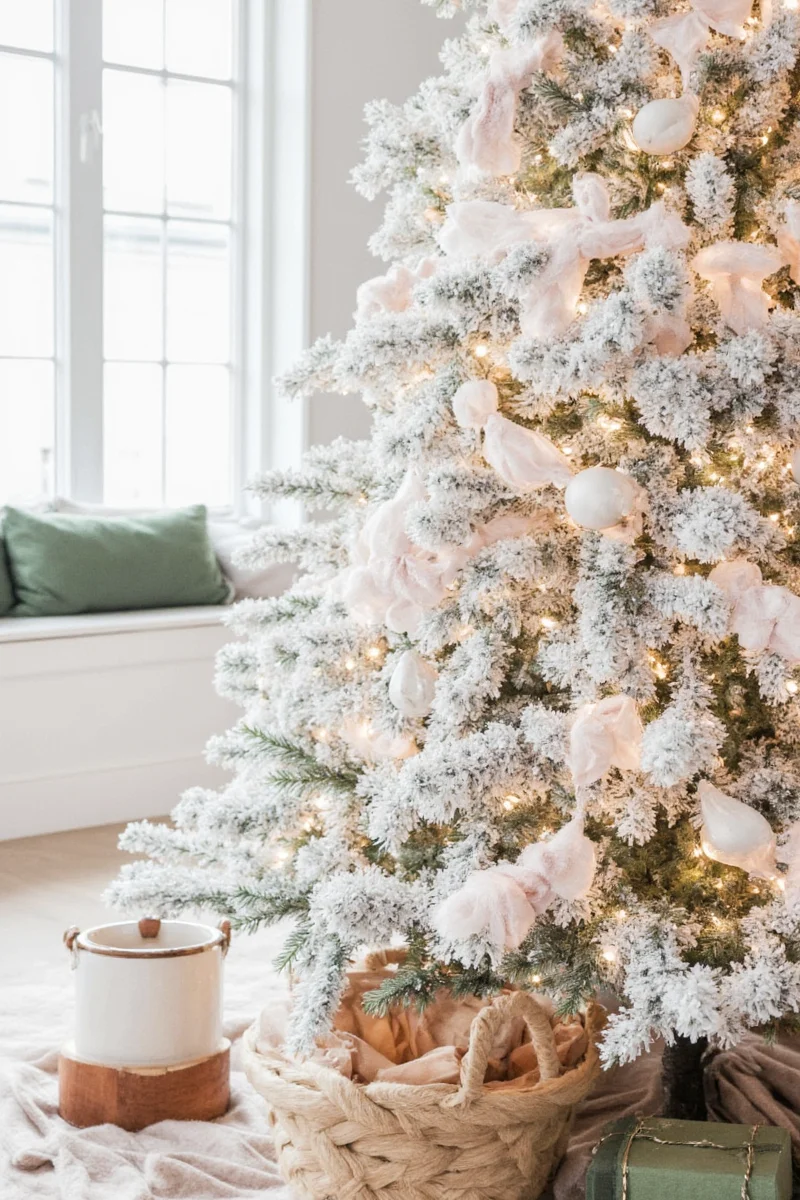 Battery-powered lights wrapped around a small tree