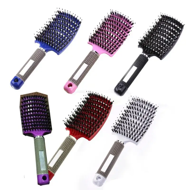 Women Hair Scalp Massage Comb Bristle Nylon Hairbrush Curly Detangle Hair Brush for Salon Hairdressing Tools