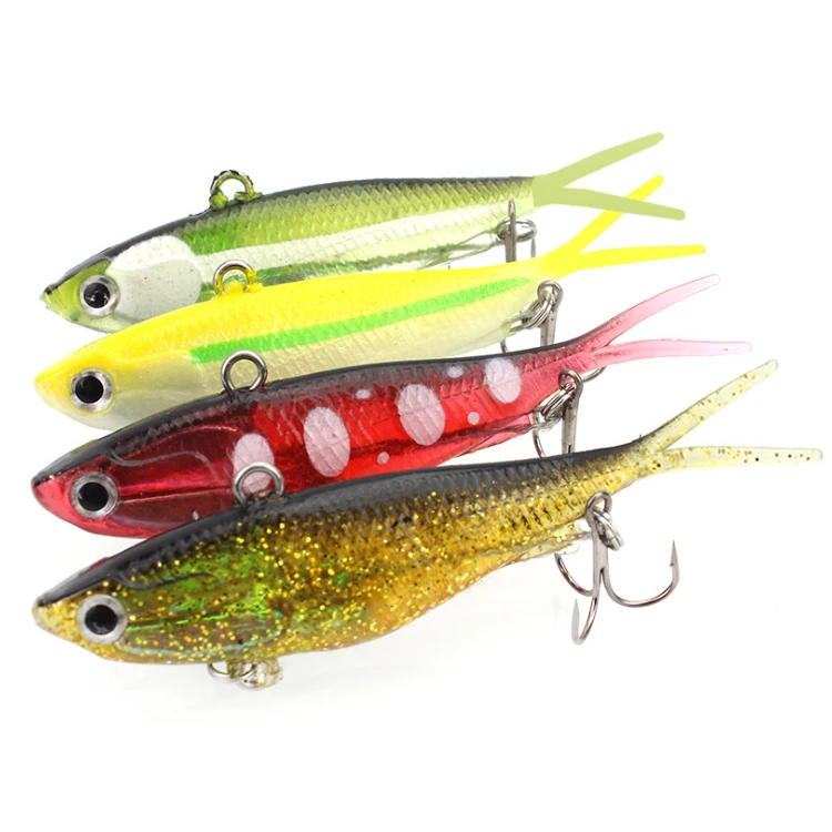 

WEIHE new 20g 95mm china hot sale cheap PVC plastic small bait fishing soft lure deep sinking soft lure in bag, 4 colors(see details)