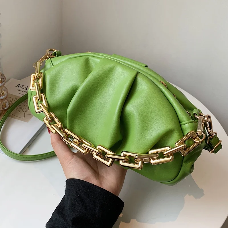 

2022 New Summer Drop shipping Solid PU Woman Bag Cross Shoulder Purses Women Handbag Cloud Hand Bags Small jelly Chain Handbags