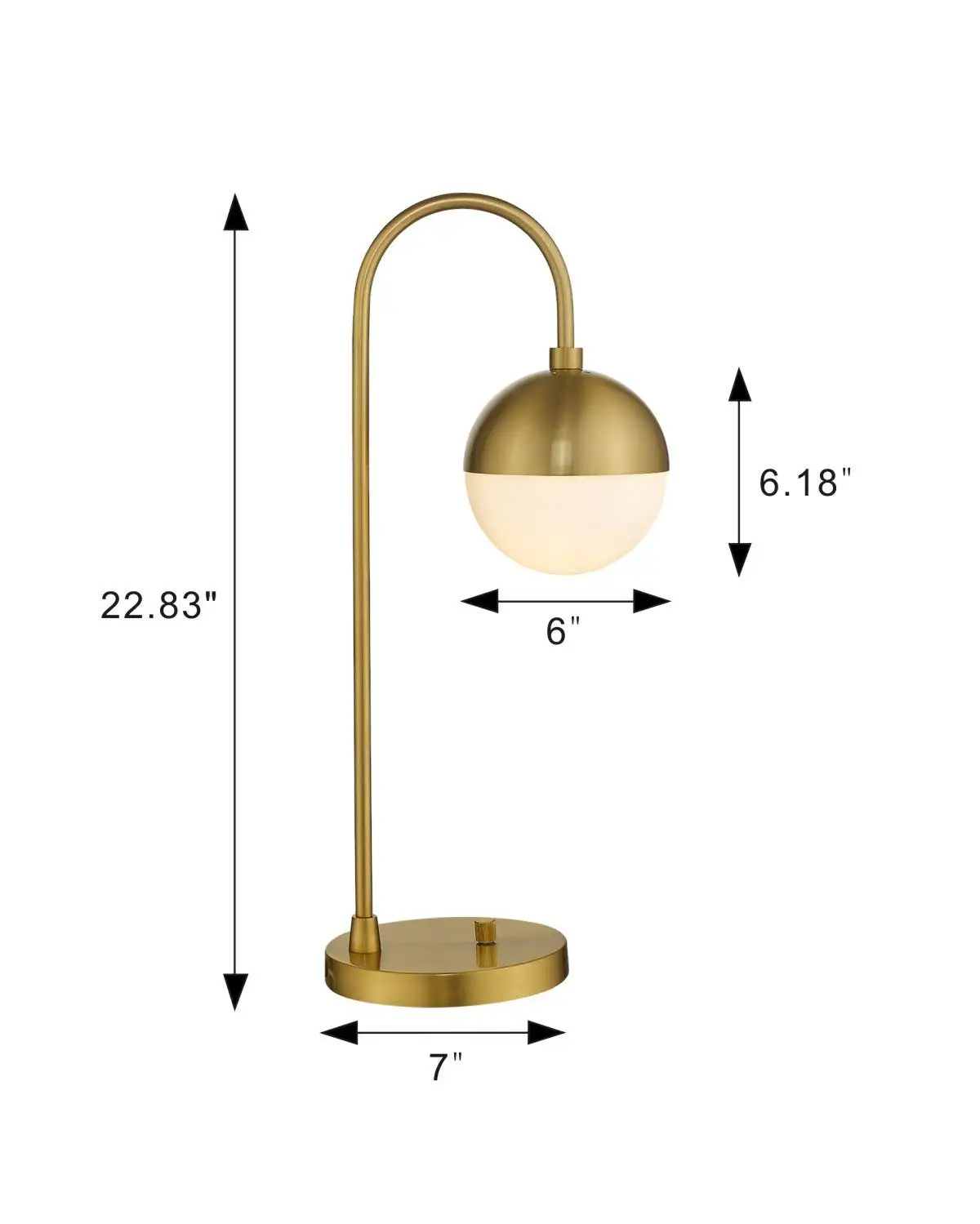 Biumart White Glass Globe Bedside Lamp Golden Brushed Brass Finished