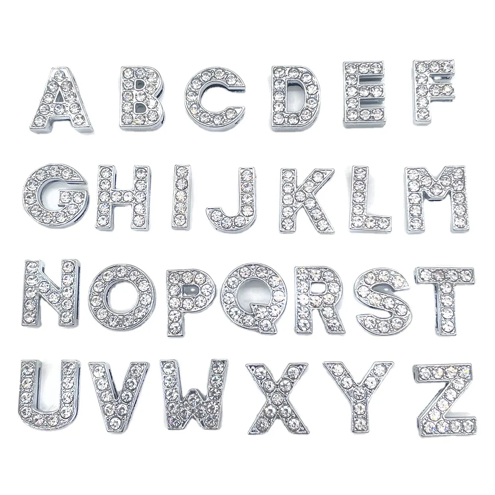 

Hot Selling Single Metal Crystal Letter Clog Accessories Alloy Shoe Charms Garden croc charms metal decoration accessories