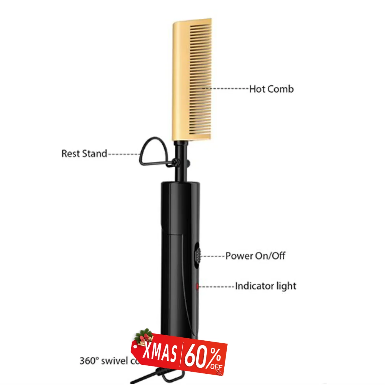 

Professional Hair Curler Hot Flat Iron Comb Hair Brush Straightening Comb