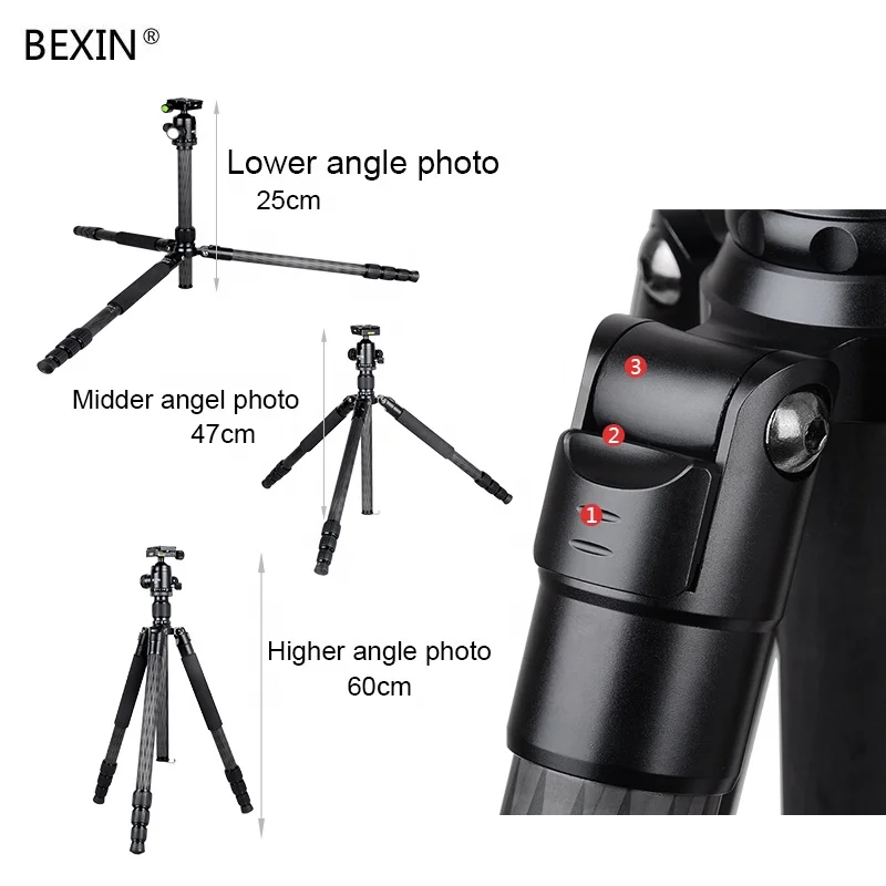 
Factory Supply multifunction Carbon Fiber double Panoramic photography monopod camera tripod for photo studio accessories 