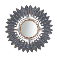 

Mayco Home Decor Large Beauty Leaves Sunflower Shape Hanging Metal Framed Decorative Wall Mirror