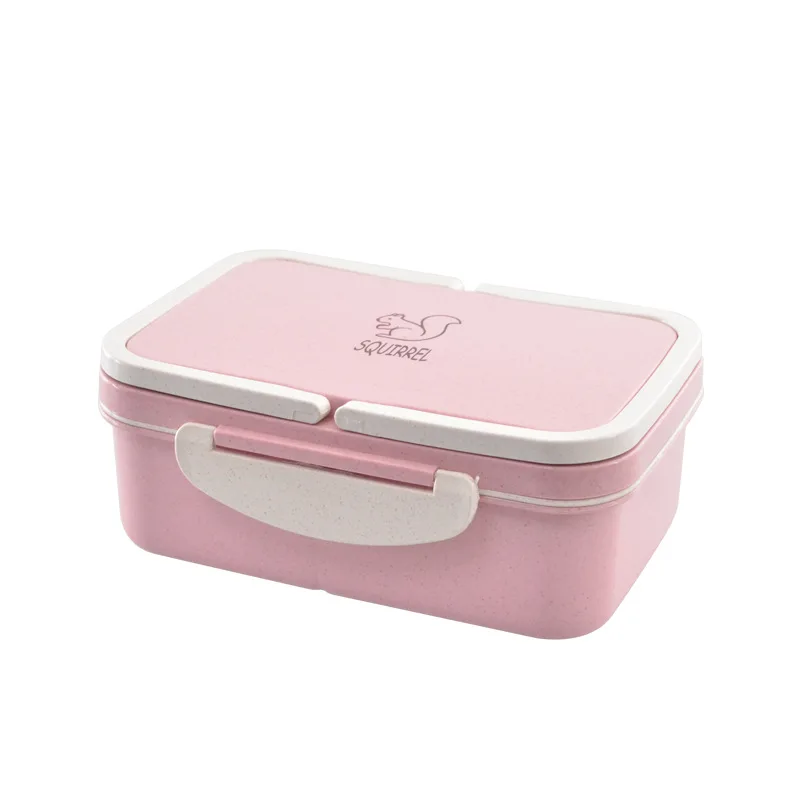 

Eco-Friendly wheat straw lunch box with cutlery, Green, pink