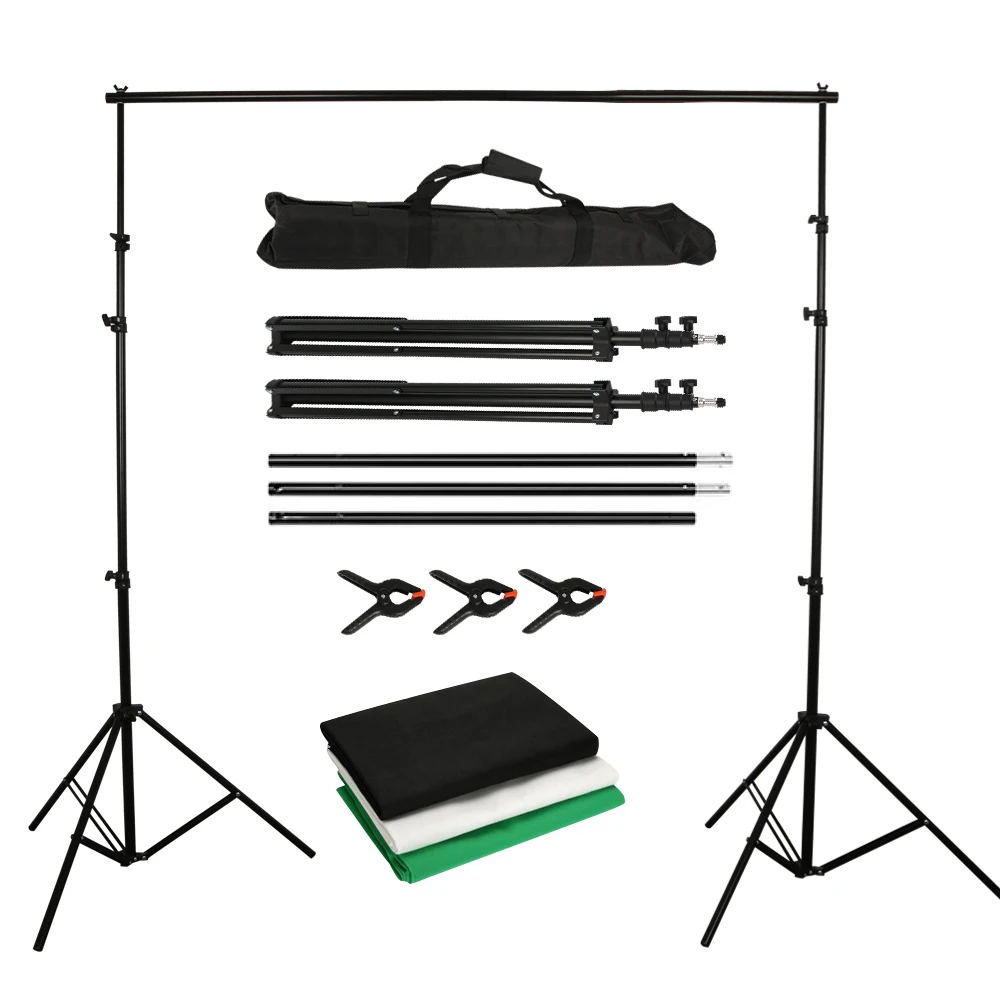 

Studio Larger & Heavier 10ft Wide Backdrop Stand Tall Background Support System Kit with muslin backdrops