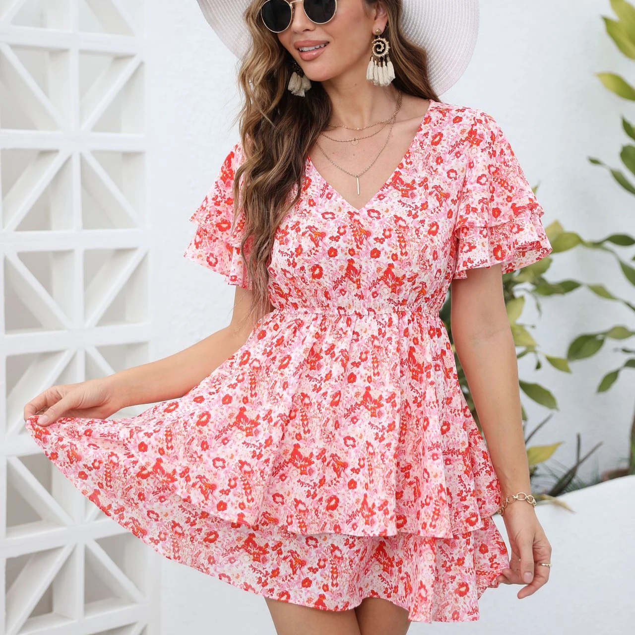 

Evening Gown Dress Vestidos Women Elegant Summer Casual Dresses Best Selling Red Mini Short Sleeve Natural Polyester OEM Service