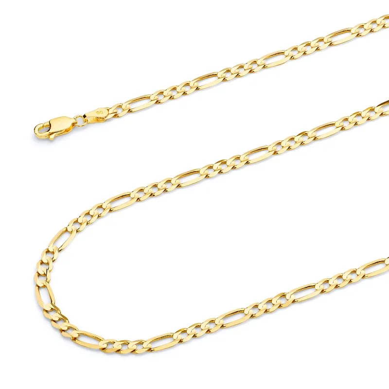 

Wholesale stainless steel chain Dubai new 24k 14k gold plated figaro chain design for men and women