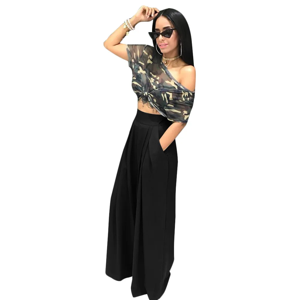 

New women fashion high wasted casual flared bell bottom pants women
