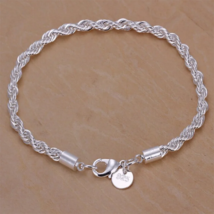 

Wave style Jewelry Bracelet 925 European and American silver for men and women, Sliver