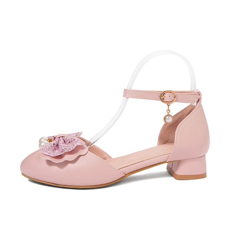 

Summer sweet round head bows Sequins and buckles Ladies'sandals