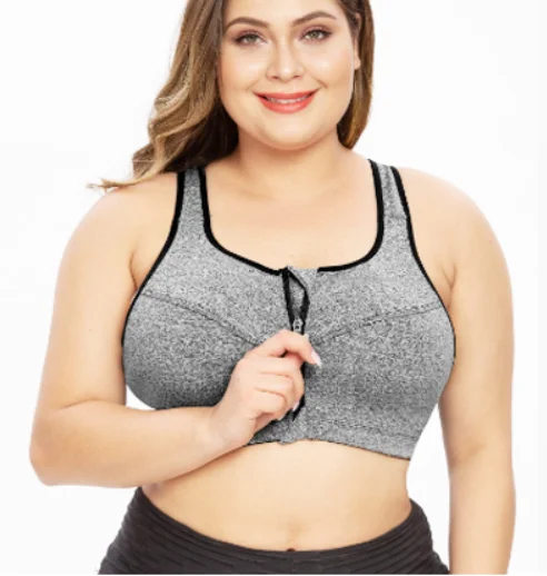 

Plus Size Quick Drying Seamless High-elastic Front Closure Lift Zipper Fitness Running Yoga Jogging Gym Women Push Up Sports Bra, Blue,black,white,orange,purple,rose red,gray