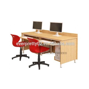 2 Seater School Hot Sale Wooden Cheap Computer Desk With Attached