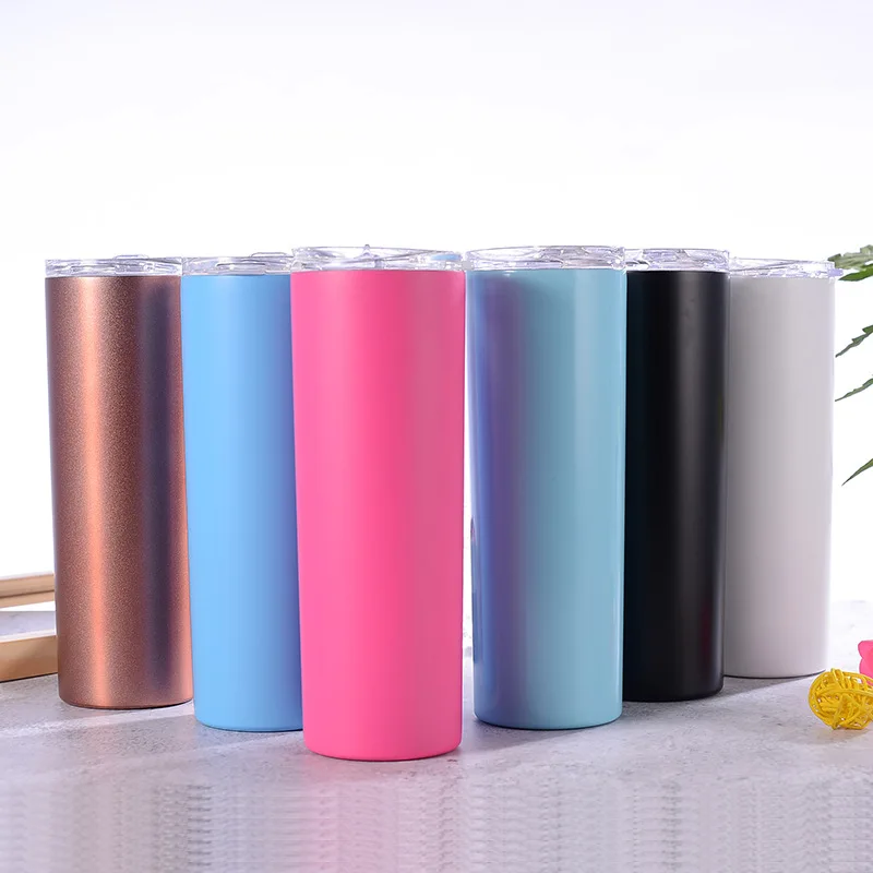 

Seaygift Wholesale Colorful Double Wall Vacuum Insulated Travel Tumbler Cup 20oz Stainless Steel skinny Tumbler With Lid, Black/white