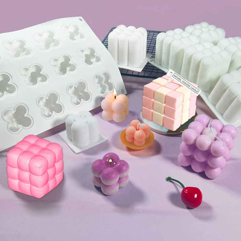 

100% Food-Grade silicone candle mold 6 Rubik's Cube silicone mold silicone mold candle, White