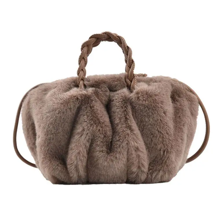 

2021 Fashion designers shoulder bags women sling crossbody luxury fur handbags for ladies and girls, 4 color