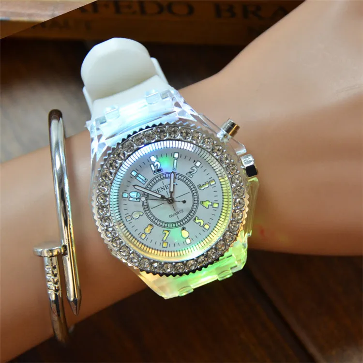 

Luminous LED Sport Watches Women Quartz Watch Ladies Silicone Wristwatches Glowing, Can choose