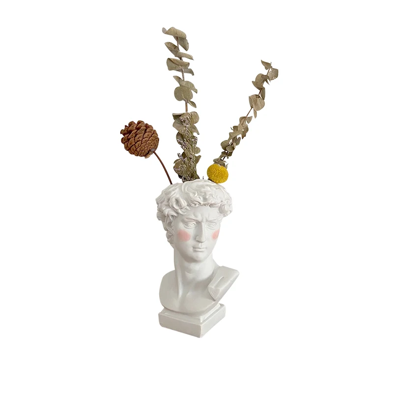 

INS Retro Vase Makeup Brush Bucket Plaster Sculpture Dried Flower Decoration Ornaments David Statue Vase