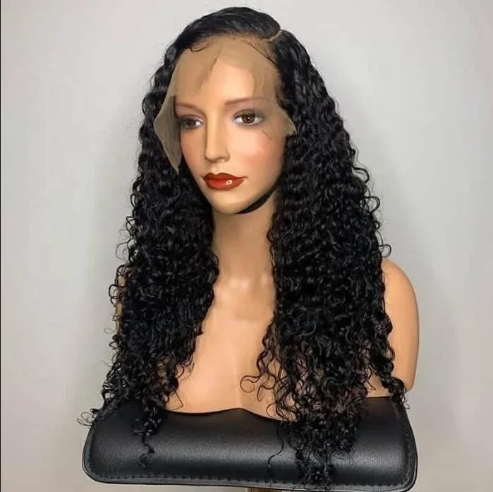 

Front Lace Wigs With Baby Hair 150% Density Deep Curl Wave Brazilian Remy Hair Pre Plucked 100% Human Hair Wig