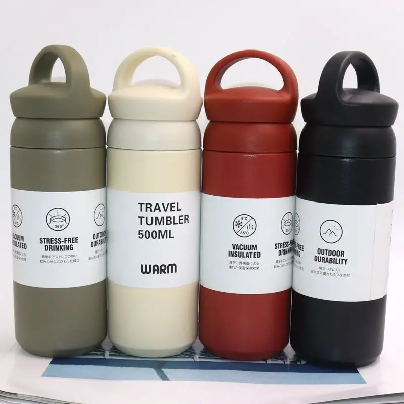 

500ml Hot Selling Thermal Bottle Japanese Style Stainless Steel Insulated Tumbler Travel Coffee Mug Customized With Portable Lid, Customized colors acceptable