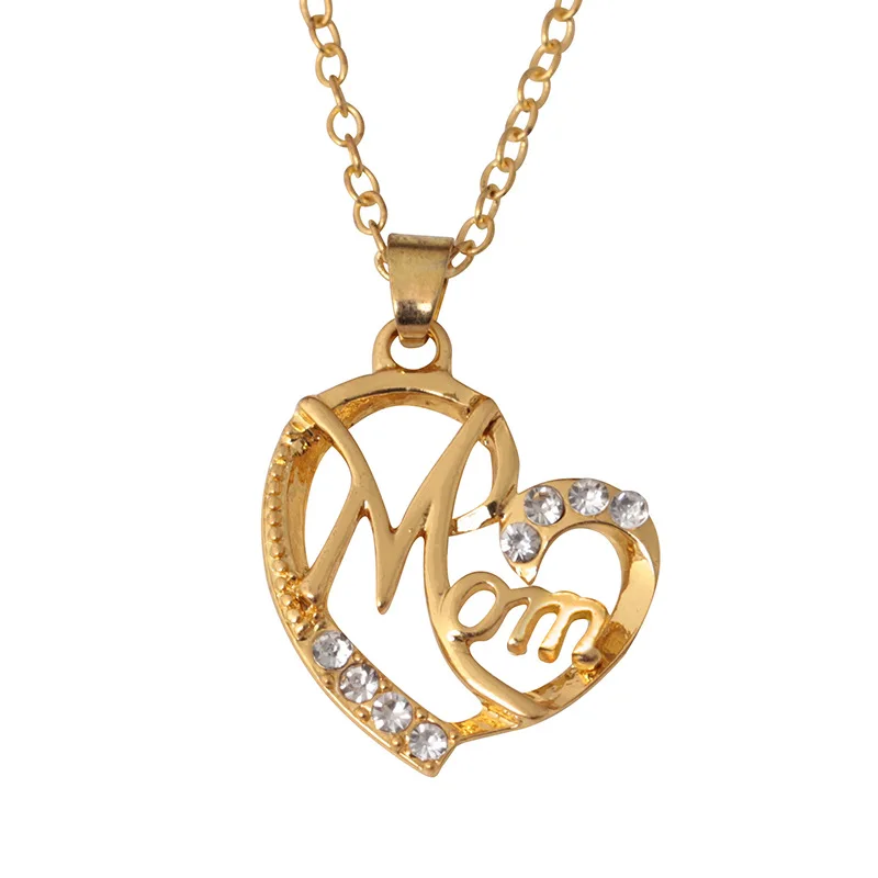 

Love mother pendant necklace diamond heart clavicle chain Mother's day necklace accessories wholesale