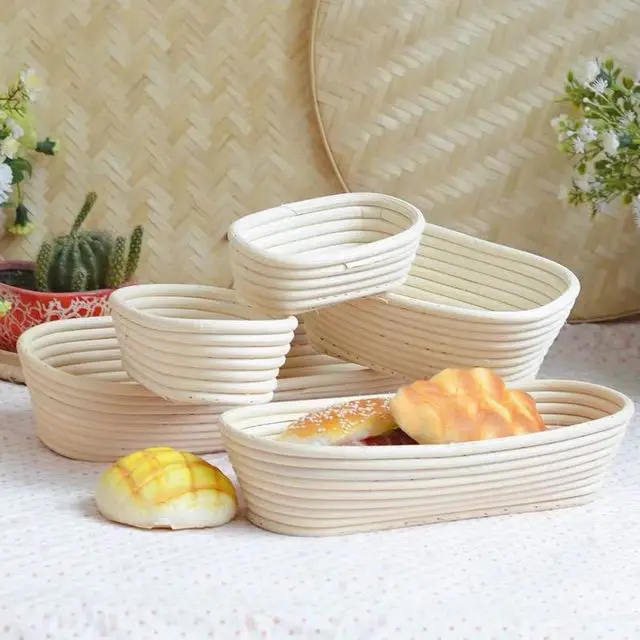 

Amazon hot Sell Oval Indonesian rattan bread basket Long shape European bread fermentation mold, Regualar colr