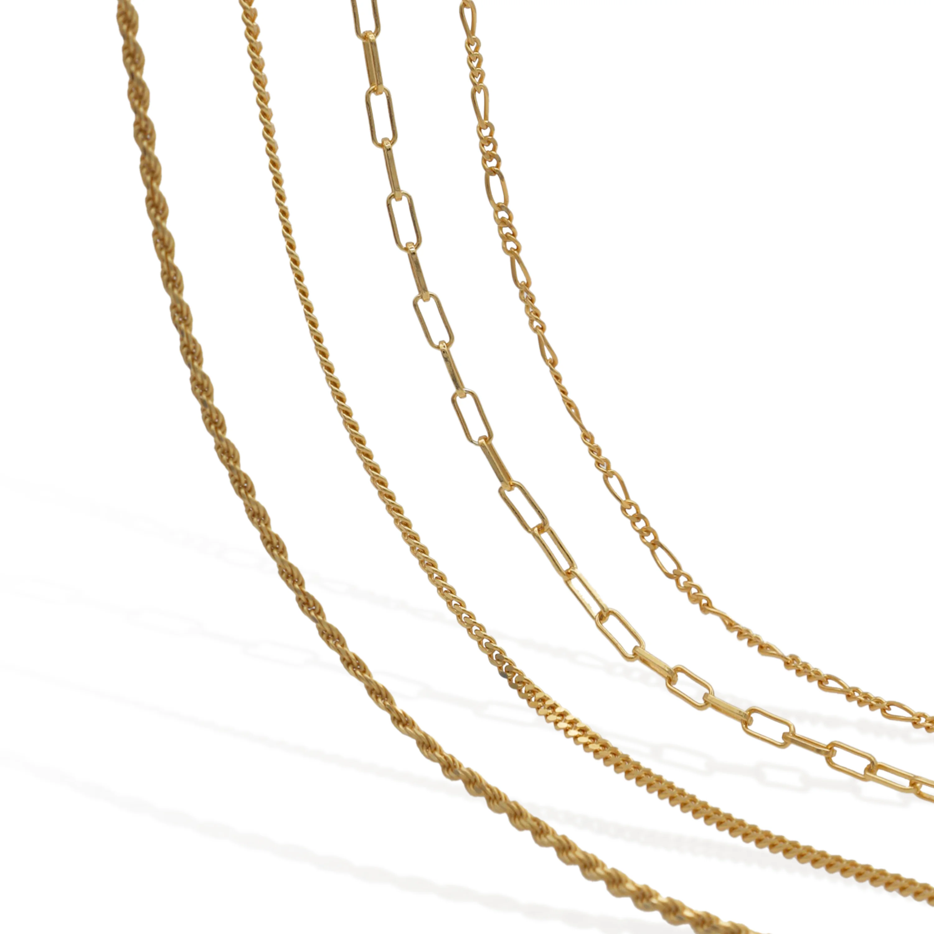 

Chris April fine jewelry wholesale 925 sterling silver gold plated curb figaro rope link chain custom necklace