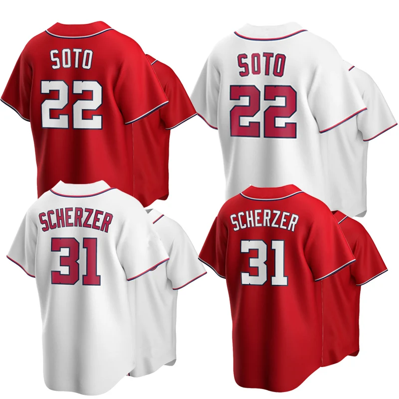 

Free Shipping Washington NationalsJuan Soto #22 Replica Player Name White Red Baseball Jersey