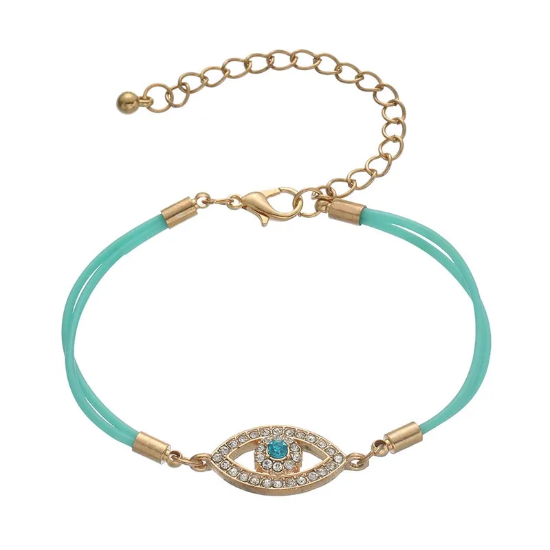 

Wholesale Gold Plated Colorful Crystal Eye Handmade Bracelets Luck Beads Jewelry Adjustable Pendant Evil Eye Bracelet