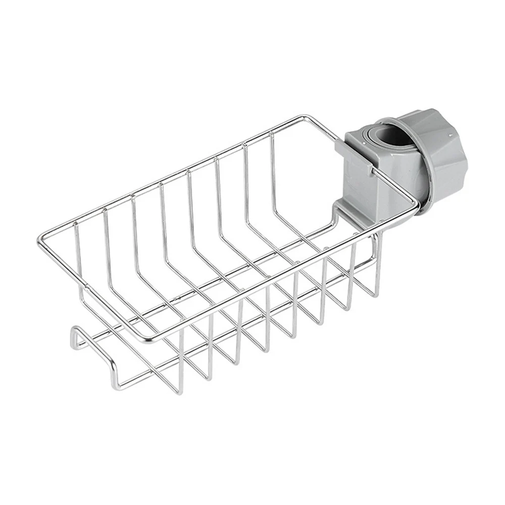 

Bathroom Kitchen Under Sink Organizer Stainless Steel Sink Caddy Sponge Holder Storage Faucet Drain Rack