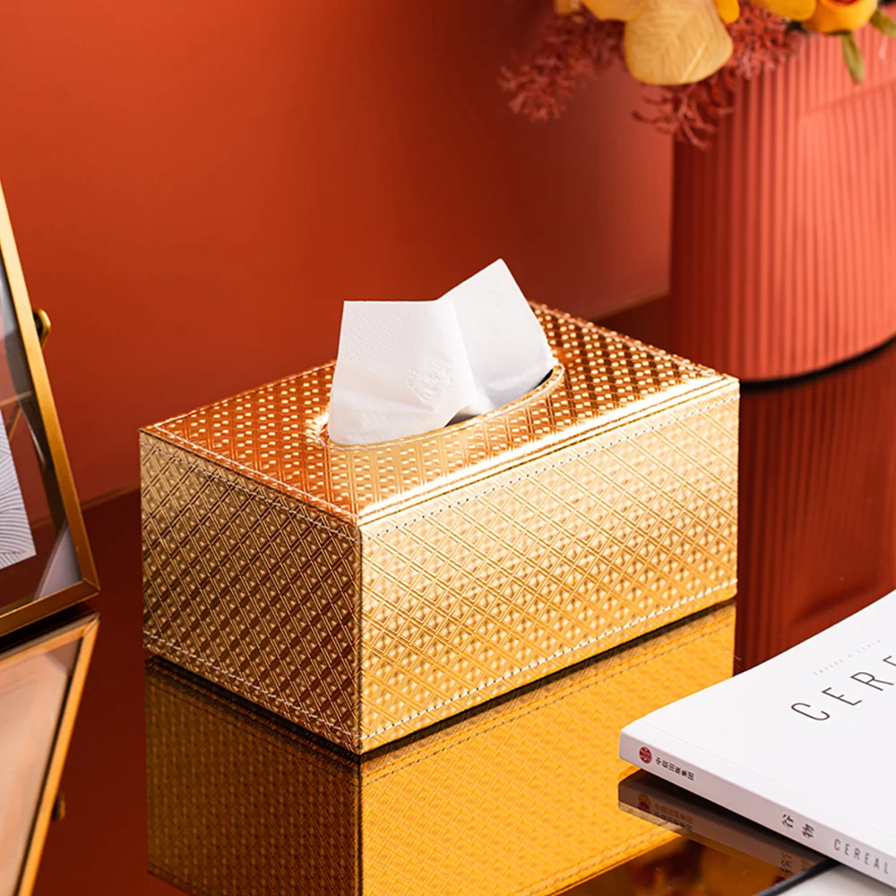 

Modern diamond-shaped crocodile texture pumping paper storage box CPU leather tissue box