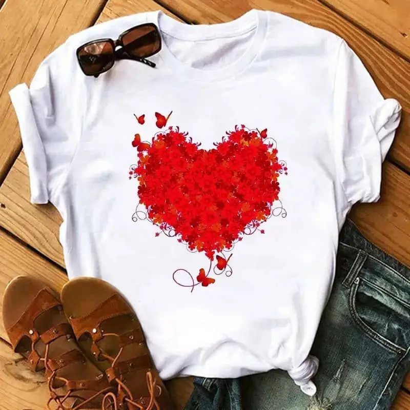 

Women's Fashion T-shirt Cute Cartoon Female Print Casual T-shirt Casual Top T-shirt, As pictures